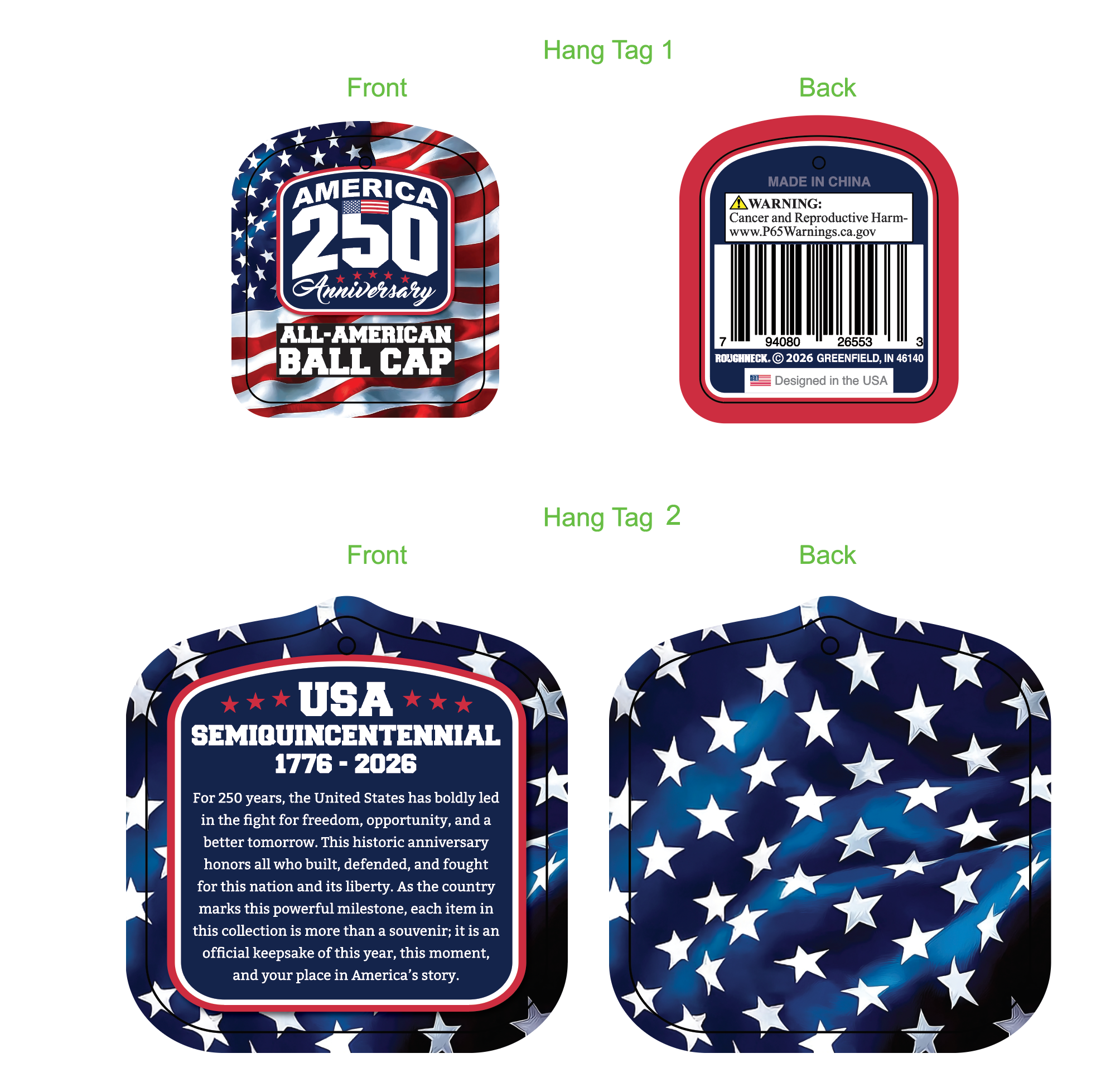 USA 250th Anniversary Patriot Baseball Caps