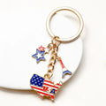Patriotic USA Flag Map Keychain Enamel Charm Key Ring