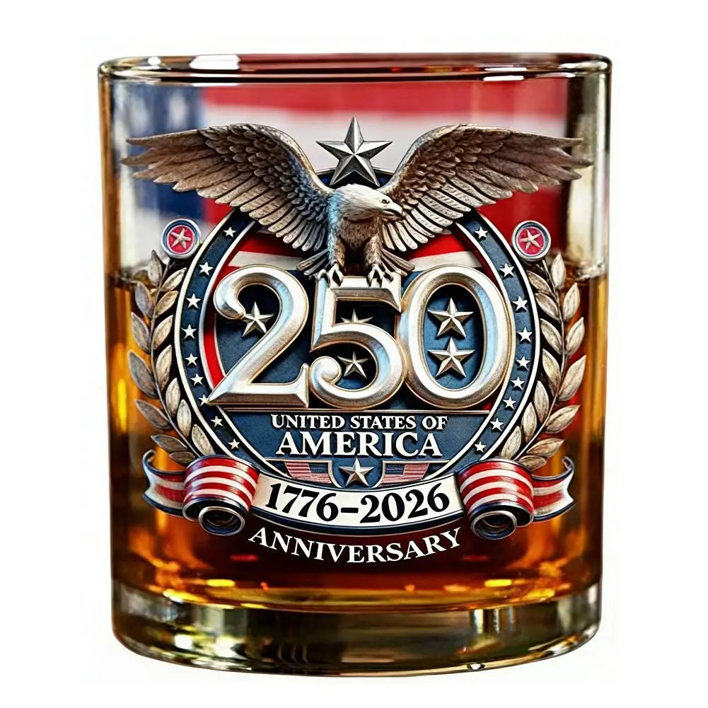 America 250 Years Anniversary Hand-blown Glassware America 250th Patriotic Eagle Cup Whiskey Glasses Rotating Cup