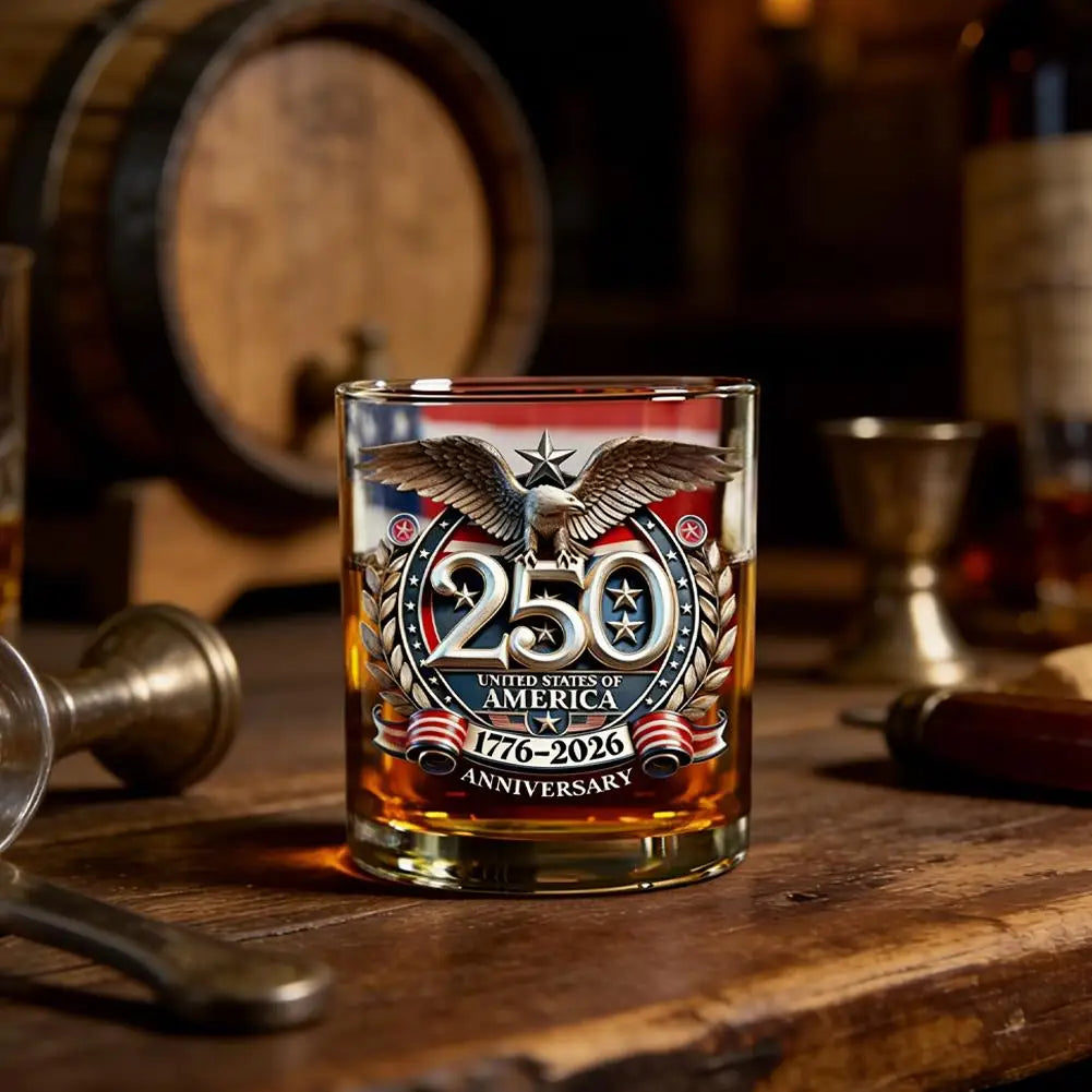 America 250 Years Anniversary Hand-blown Glassware America 250th Patriotic Eagle Cup Whiskey Glasses Rotating Cup
