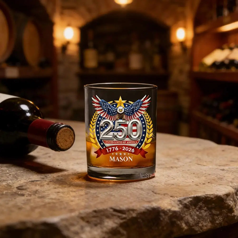 America 250 Years Anniversary Hand-blown Glassware America 250th Patriotic Eagle Cup Whiskey Glasses Rotating Cup