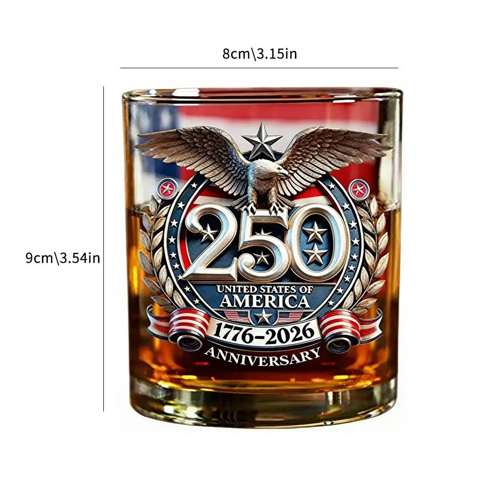 America 250 Years Anniversary Hand-blown Glassware America 250th Patriotic Eagle Cup Whiskey Glasses Rotating Cup