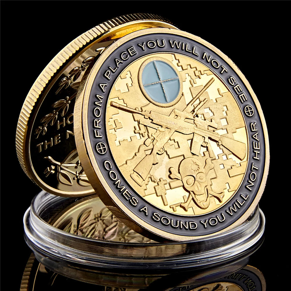 USA Skull Sniper USA Gold Coin Collectible