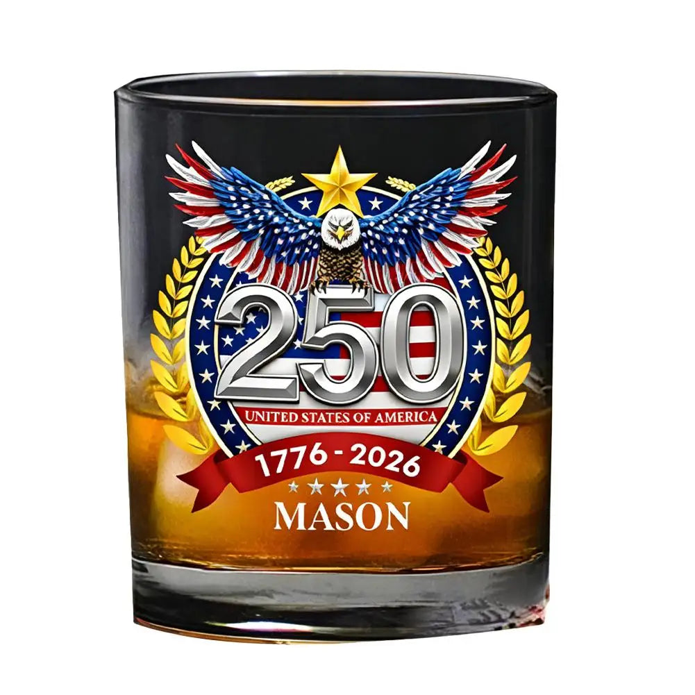 America 250 Years Anniversary Hand-blown Glassware America 250th Patriotic Eagle Cup Whiskey Glasses Rotating Cup