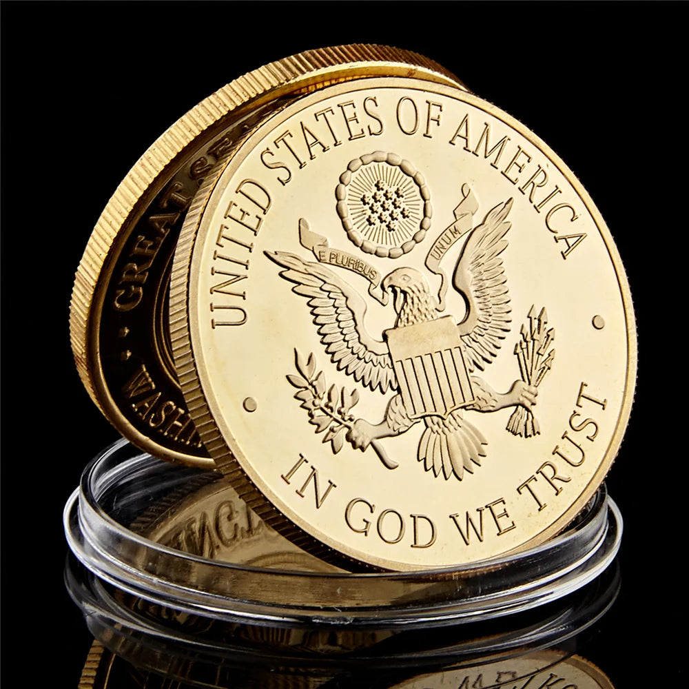 USA New York Lady Statue of Liberty Great Seal of USA Gold Silver Coin
