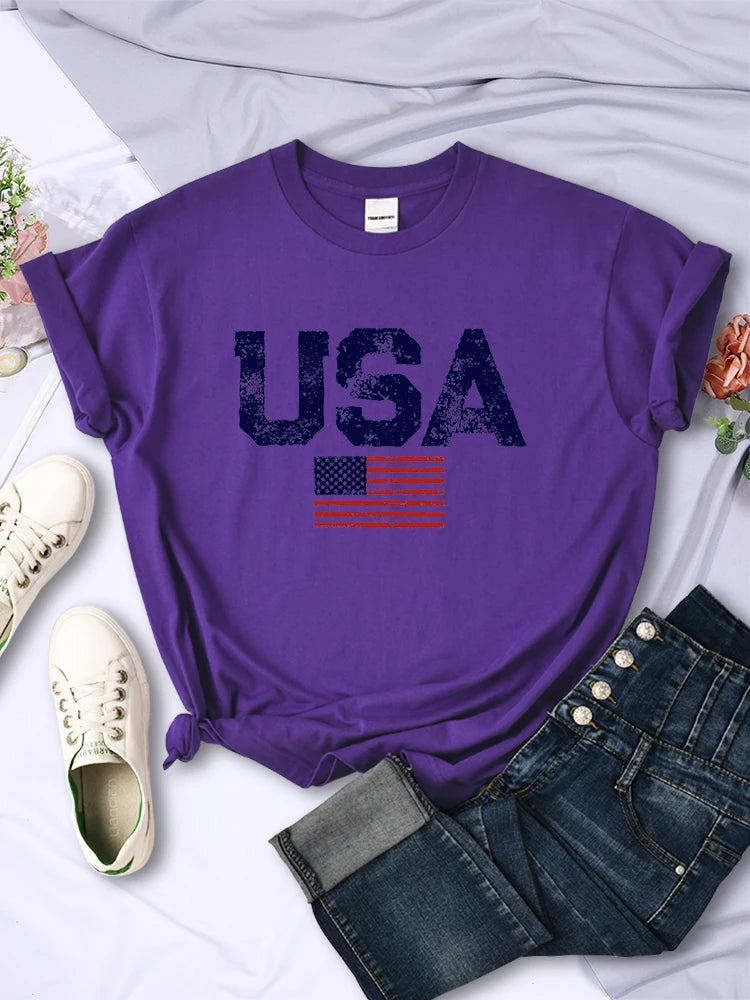 USA American Flag Women T-Shirt