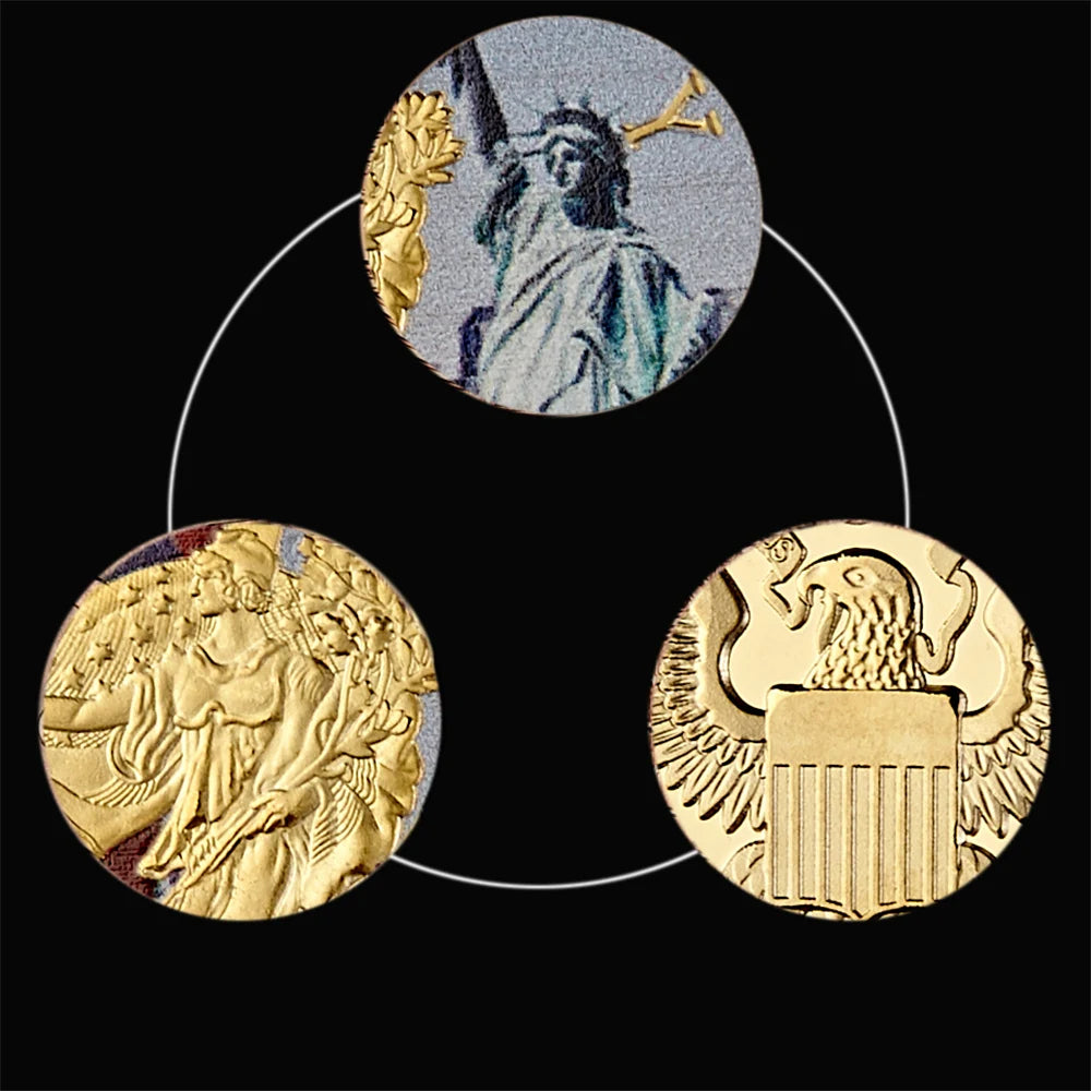 USA New York Lady Statue of Liberty Great Seal of USA Gold Silver Coin