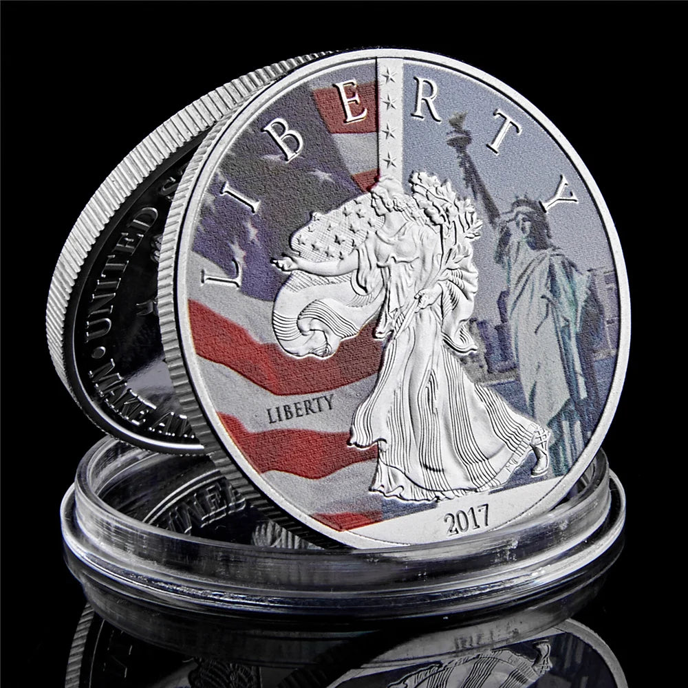 USA New York Lady Statue of Liberty Great Seal of USA Gold Silver Coin
