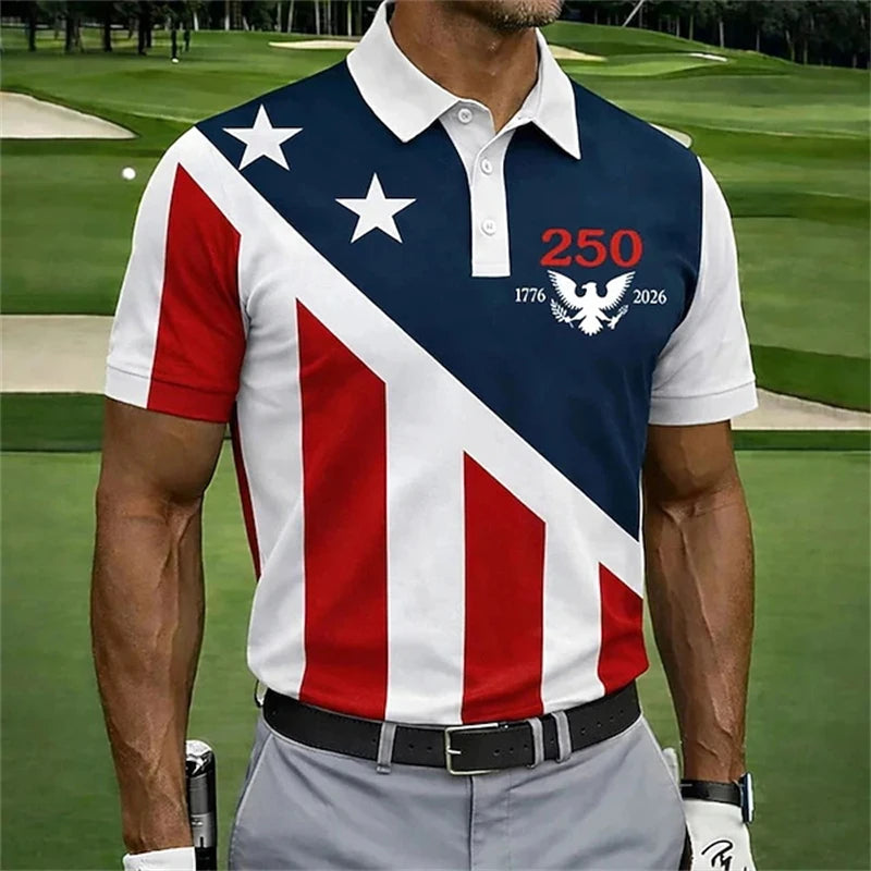American Flag Polo Golf Shirt