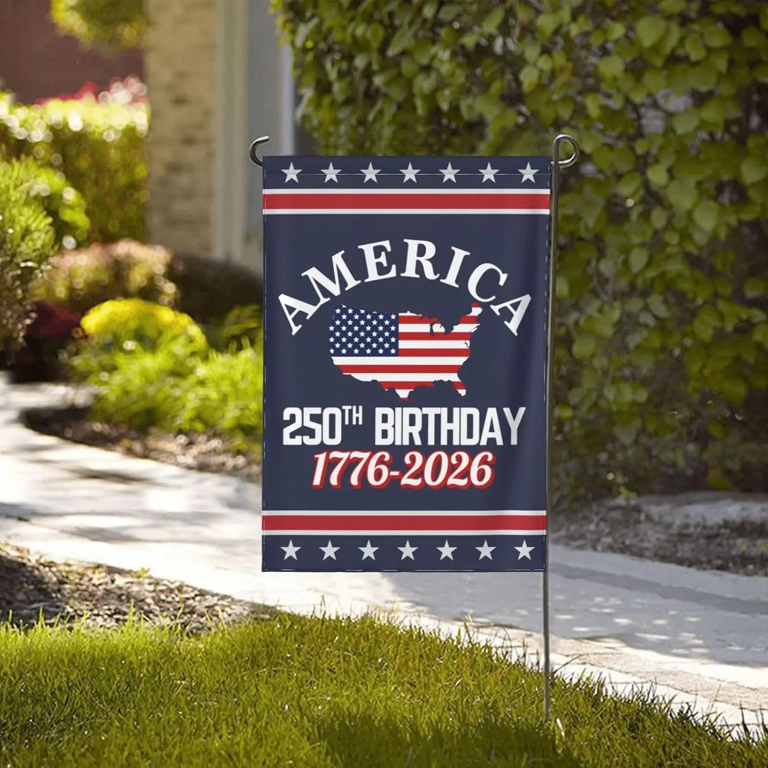 America 250th Birthday Garden Flag