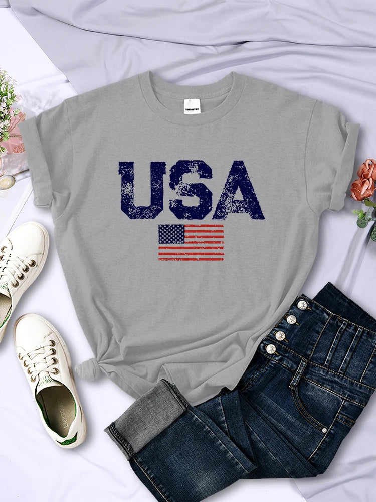 USA American Flag Women T-Shirt