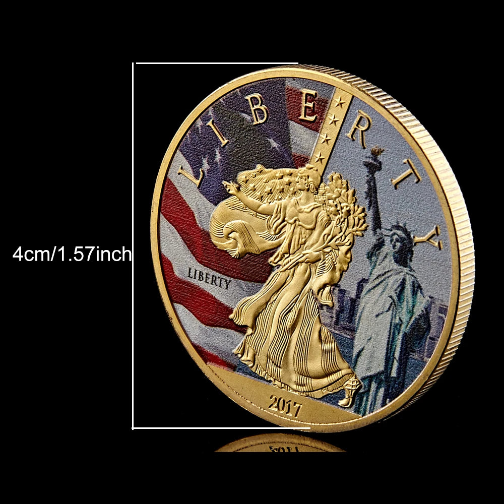 USA New York Lady Statue of Liberty Great Seal of USA Gold Silver Coin