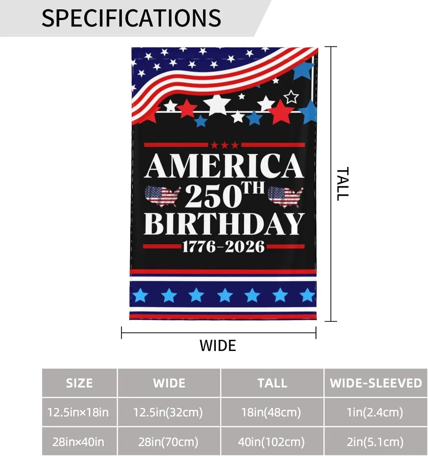 Double Sided America 250th Birthday Flag