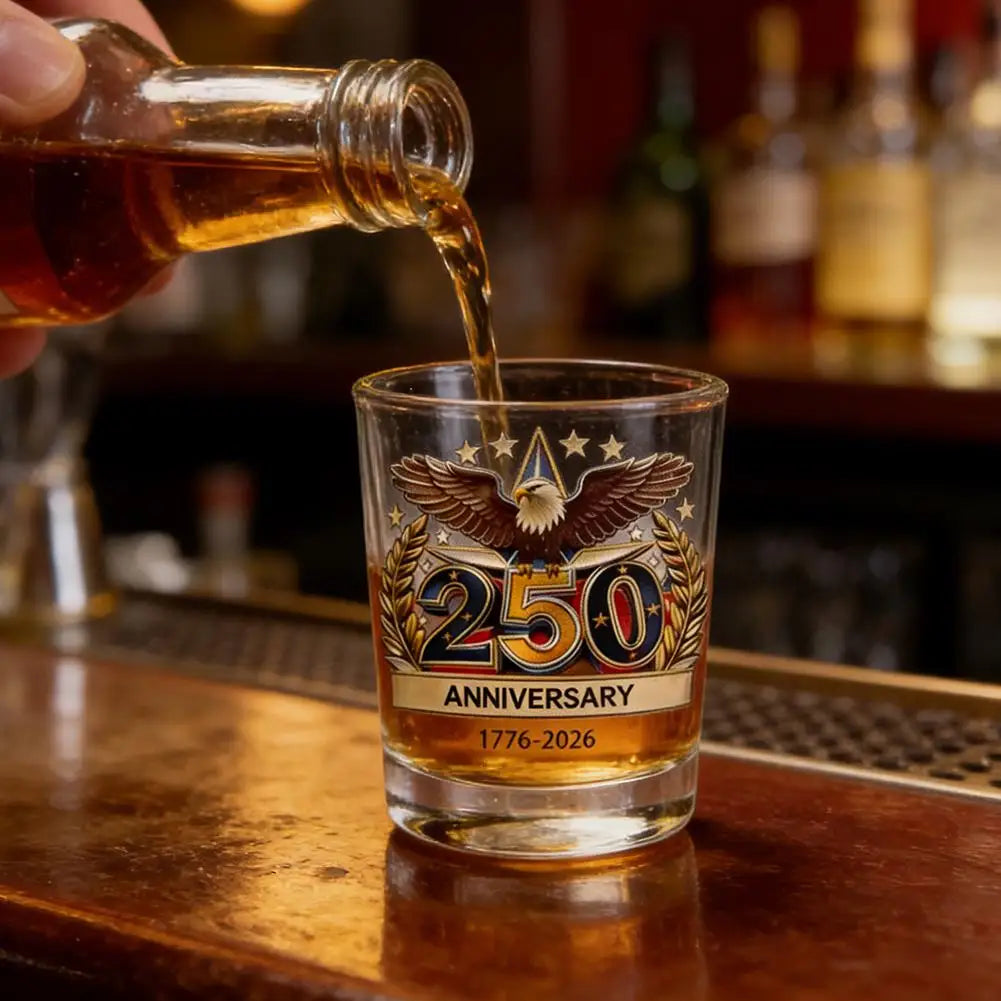America 250 Years Anniversary Hand-blown Glassware America 250th Patriotic Eagle Cup Whiskey Glasses Rotating Cup