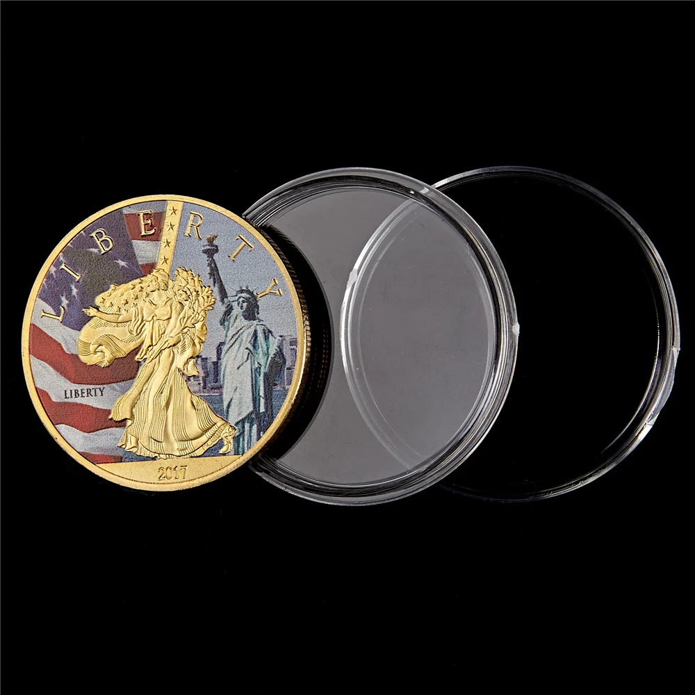 USA New York Lady Statue of Liberty Great Seal of USA Gold Silver Coin
