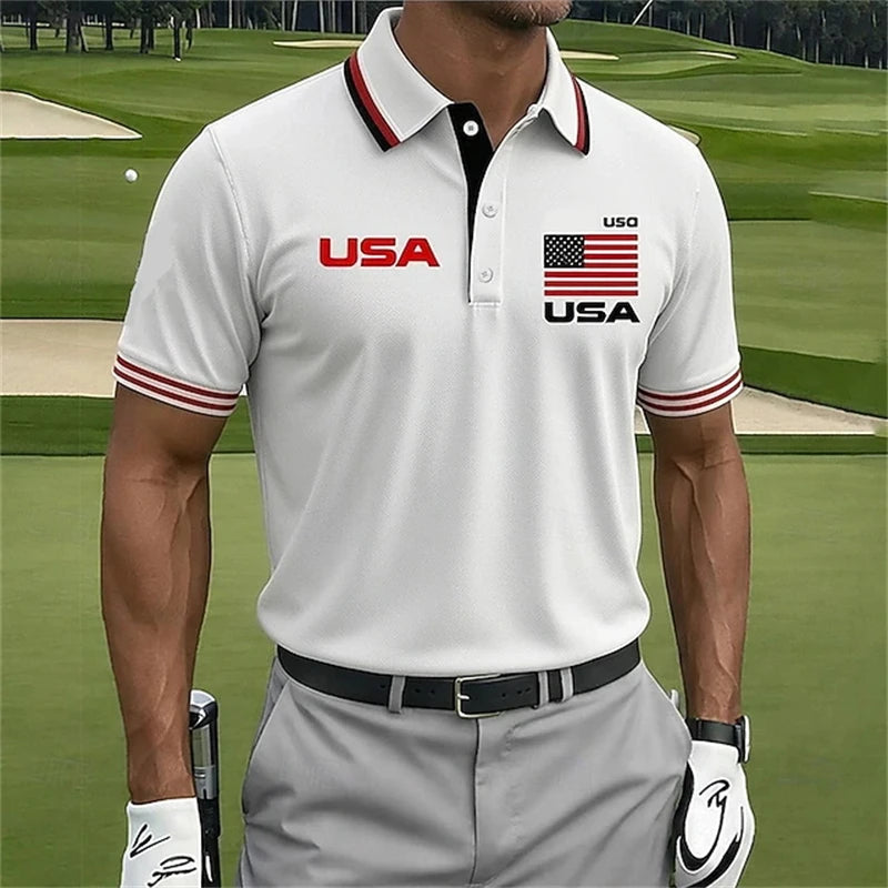 American Flag Polo Golf Shirt