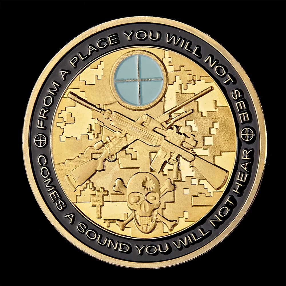 USA Skull Sniper USA Gold Coin Collectible