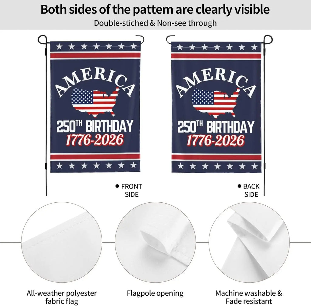 America 250th Birthday Garden Flag