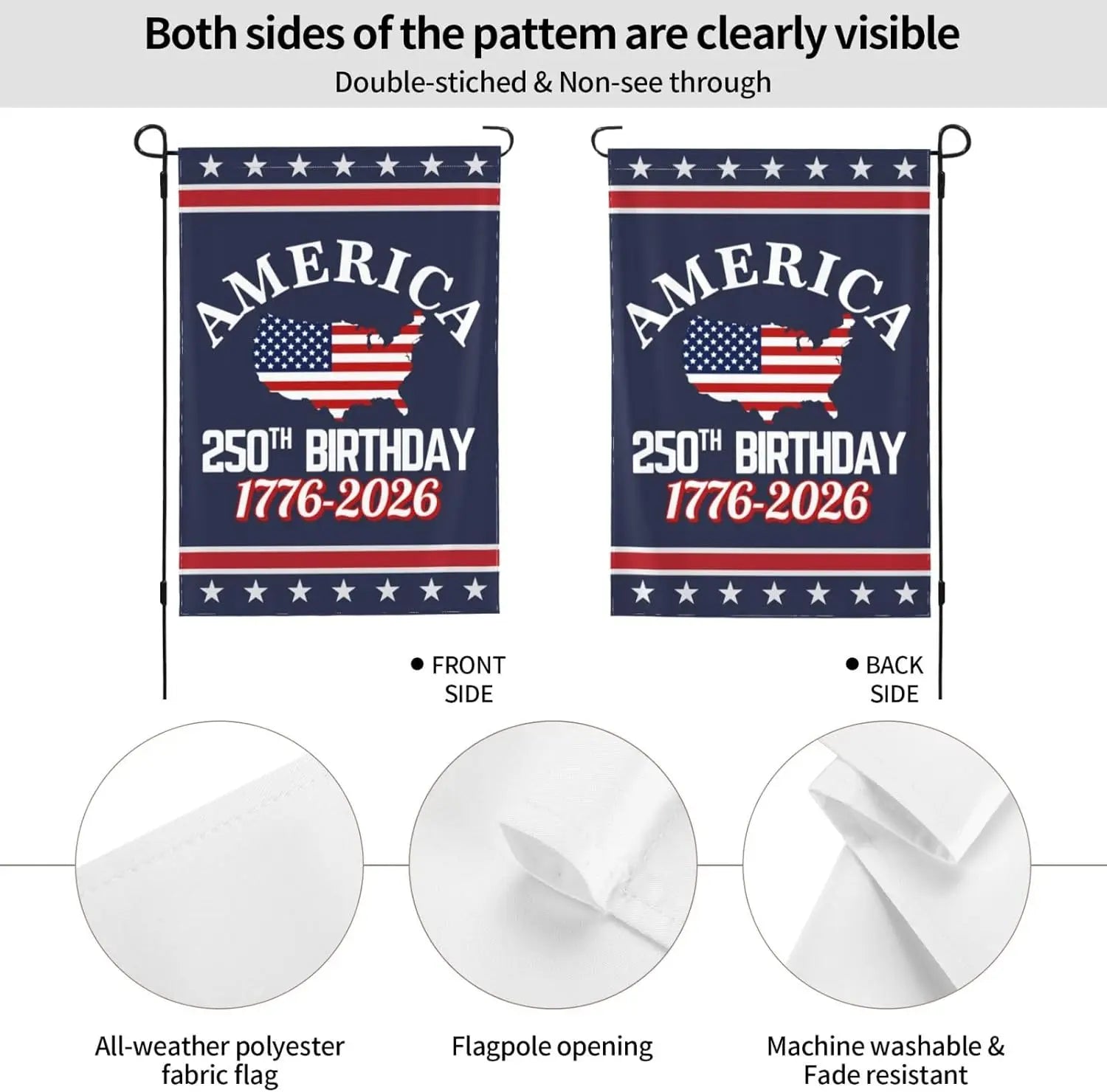America 250th Birthday Garden Flag