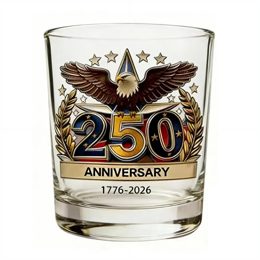 America 250 Years Anniversary Hand-blown Glassware America 250th Patriotic Eagle Cup Whiskey Glasses Rotating Cup