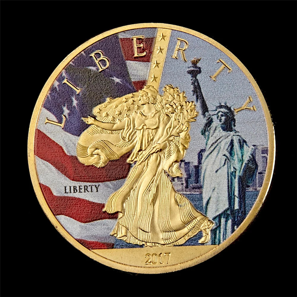 USA New York Lady Statue of Liberty Great Seal of USA Gold Silver Coin
