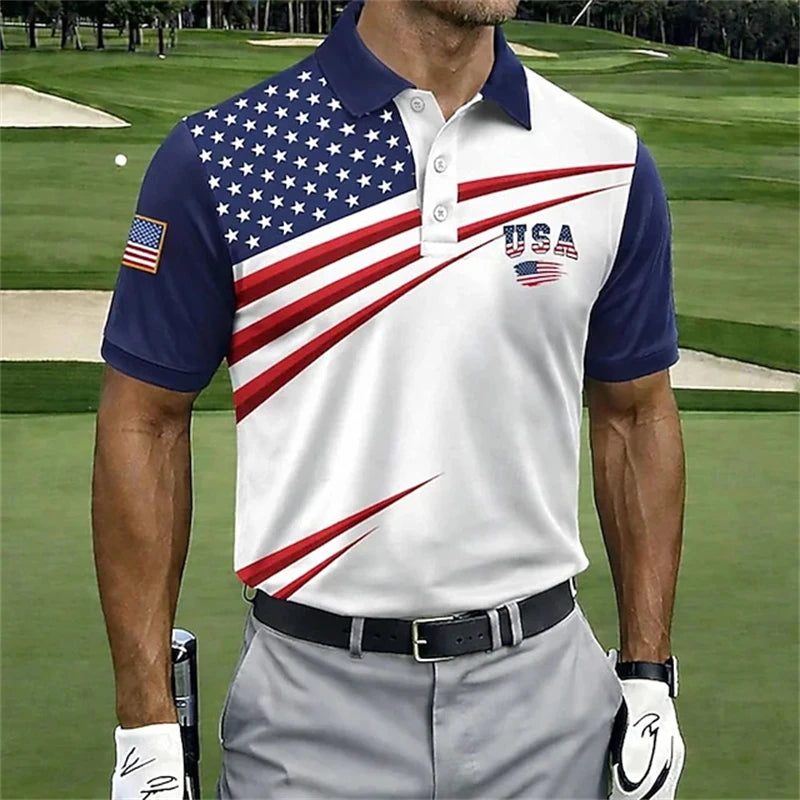 American Flag Polo Golf Shirt