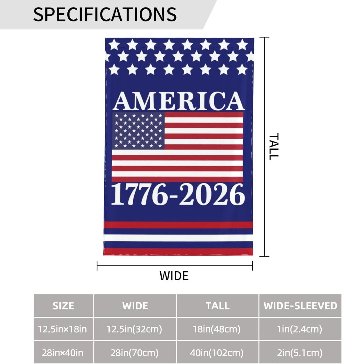 America 250th Birthday Garden Flag