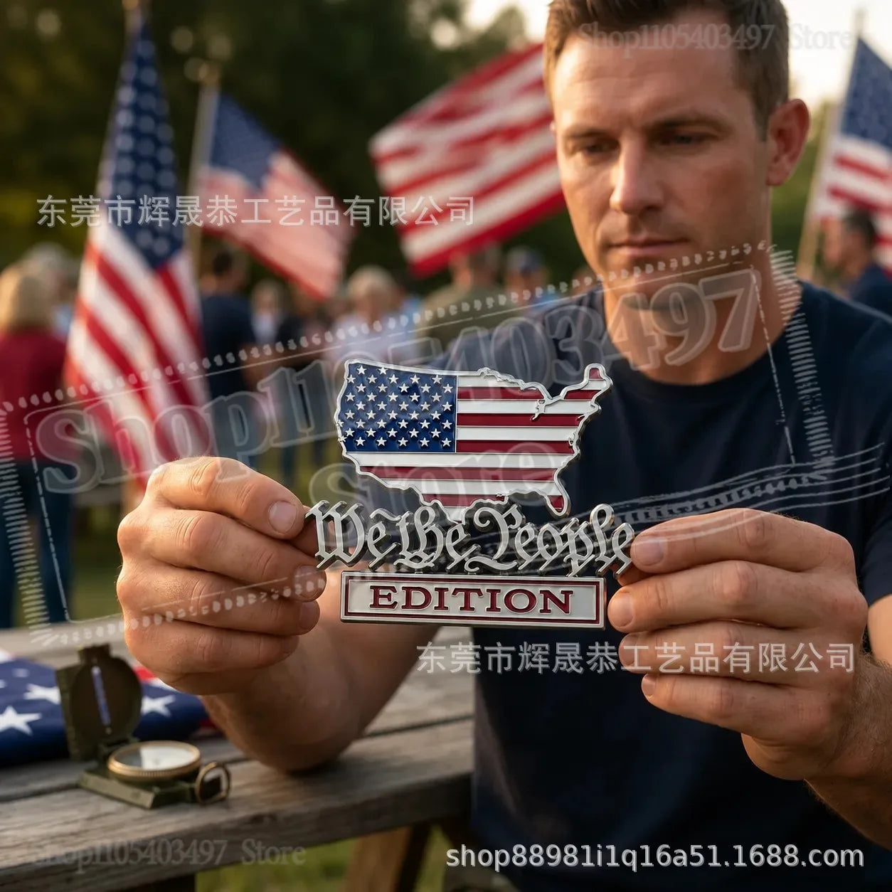 Patriot Flag Edition Metal Car Emblem Badge