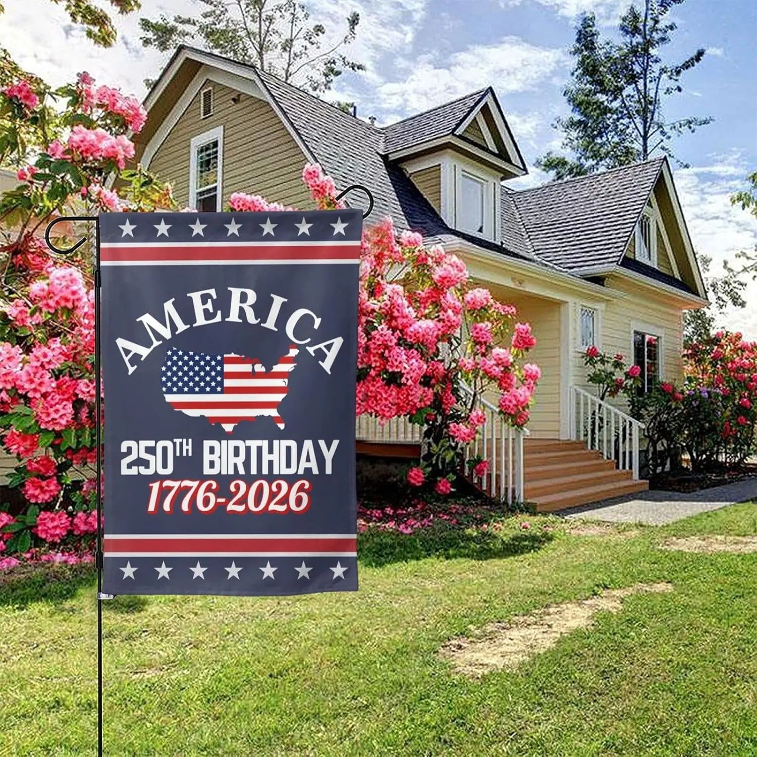 America 250th Birthday Garden Flag