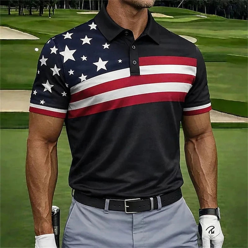 American Flag Polo Golf Shirt