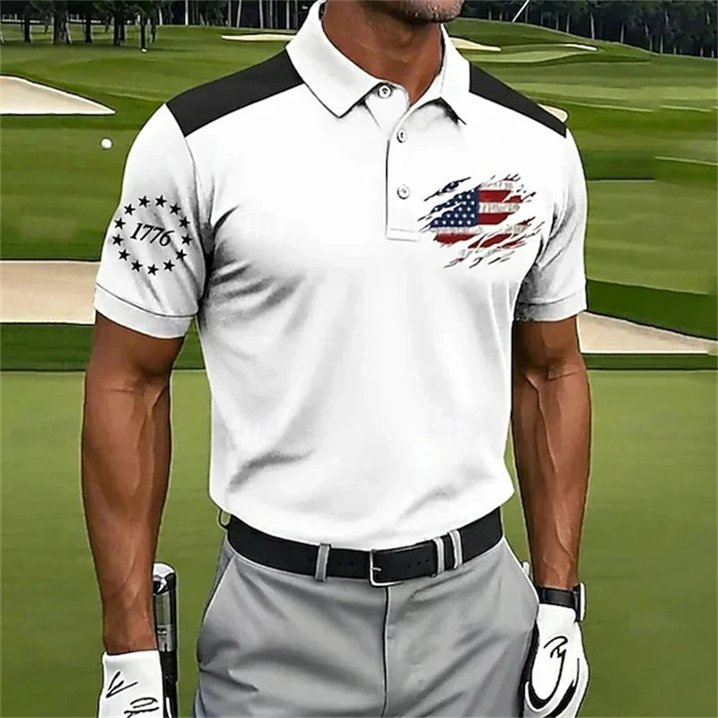American Flag Polo Golf Shirt
