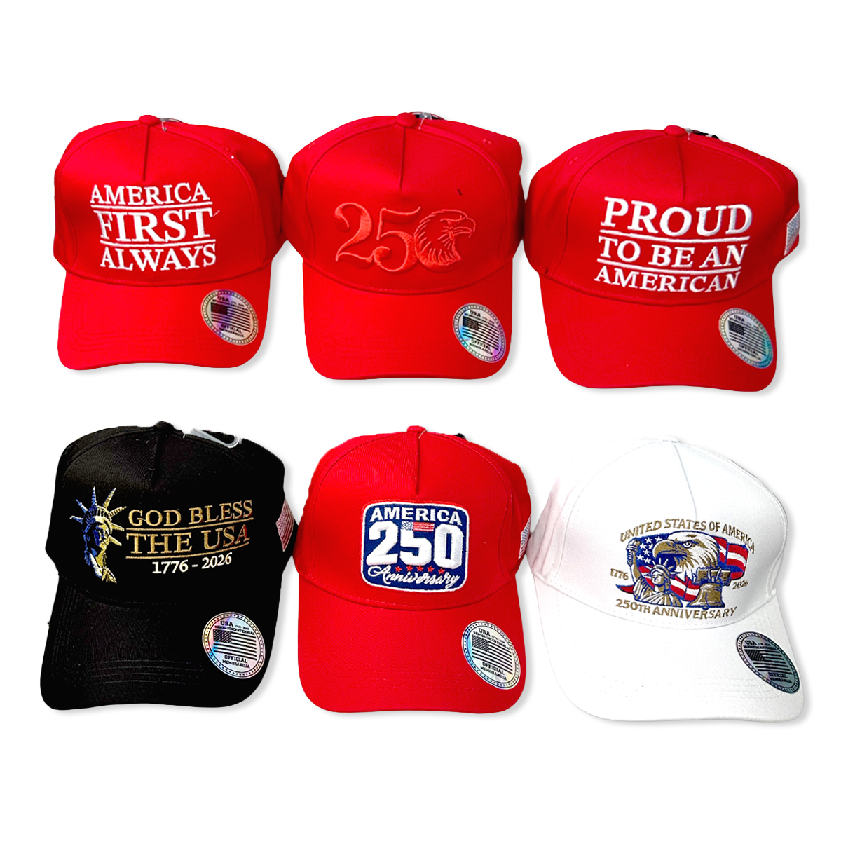 USA 250th Anniversary Patriot Baseball Caps