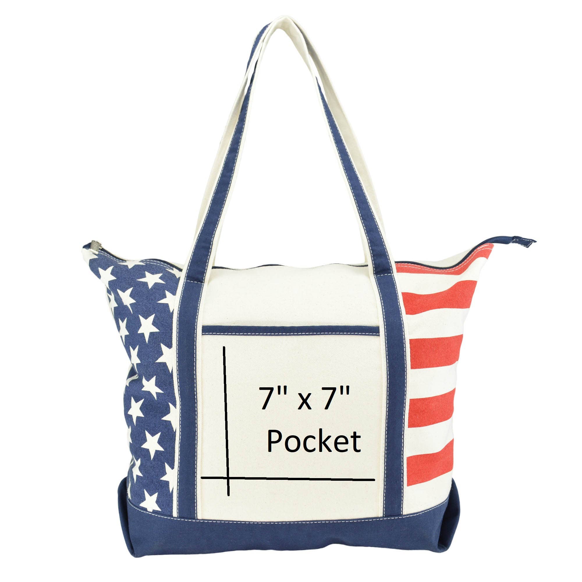 USA Flag Tote Bag With Zipper