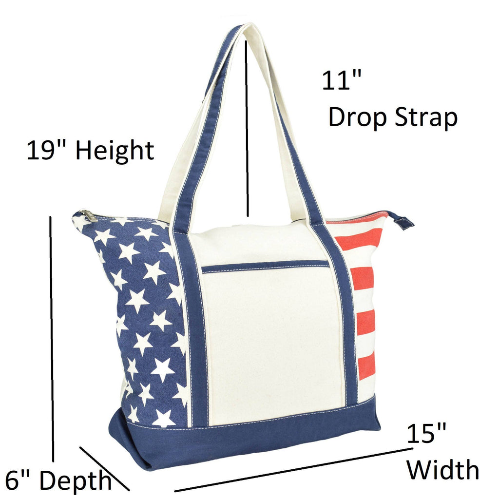 USA Flag Tote Bag With Zipper
